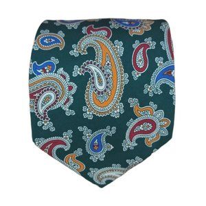 LANCETTI Green Paisley Silk Tie ITALY 60"/ 3.8" EC
